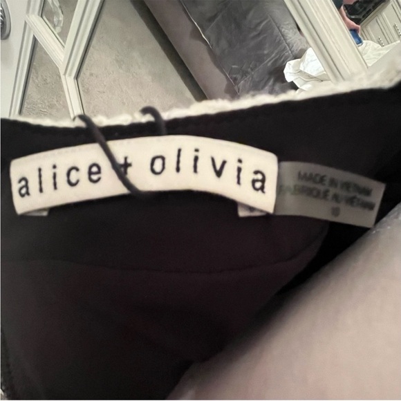 ALICE + OLIVIA Clarine Black White Trim Mini Square Neck Tweed Mini Dress Sz 10 - Picture 14 of 15